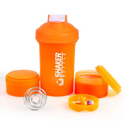 VECH Shaker-Flasche, 473 ml, auslaufsichere Sportmischer-Wasserflaschen mit Edelstahl-Mischball, BPA-frei (orange)