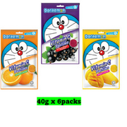 6 packs Doraemon Vitamin C Pastilles 40g (kids) Mango Orange Blackcurrent HALAL