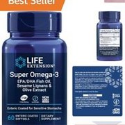 Super Omega-3 EPA/DHA Sesame Lignans & Olive Extract - IFOS 5-Star Rated Fish...