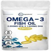 Triple Strength Omega-3 Fish Oil Supplements, Fish Oil Burpless, 3750mg Per Serv