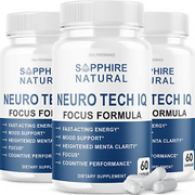 (3 Pack) Neuro Tech IQ Brain Supplement Neurotech Iq Focus Formula Pills (180 Ca