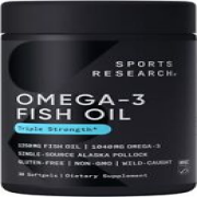 Triple Strength Omega 3 Fish Oil 1250mg Wild Alaska Pollock Burpless 30 Softgels