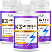 (3 Pack) K3 Mineral Keto Pills by Zelso Nutrition, Advanced K3 Pill Formula for
