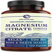 Magnesium Citrate 500 MG (120Ct) for Calm, Relaxation, Constipation & Digestion