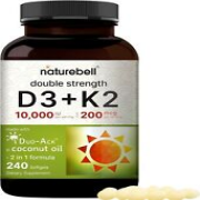 NatureBell Vitamin D3 K2 (10,000 IU D + 200mcg 240 Count (Pack of 1)