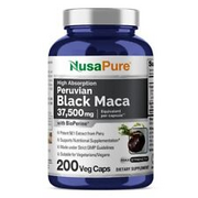 NusaPure Black Maca Root 37,500mg per Caps 200 Veggie 200 Count (Pack of 1)