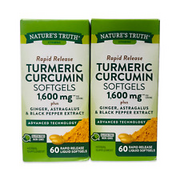 2 pack Nature's Truth Turmeric Curcumin 1600mg 60 Softgels each Exp 03/26 NIB