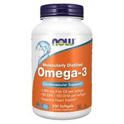 3 x NOW Omega 3 Molecularly Distilled 200 Softgels MADE IN USA FREE SHIPPING