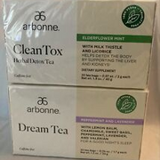 NIP Sealed Arbonne Clean Tox Herbal Tea & Dream Tea TWO BOXES - Exp 2025/2026