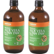 2 x Melrose Organic Aloe Vera & Paw Paw Juice 500mL