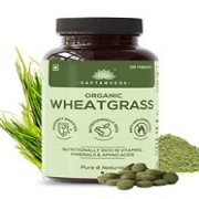 SAPTAMVEDA Organic Wheat Grass Tablets (120 Tablets, 500mg) - Natural Antioxidan