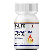 INLIFE Vitamin D3 600 IU Cholecalciferol Supplement with Coconut Oil for Better