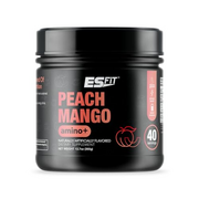 ES FiT Amino+ Powder - Pre and Post Workout with Caffeine + Green Tea Extract - BCAA, Amino Acids, Zero Sugar, Low Calorie, Superior Taste, 40 Servings (Peach Mango)