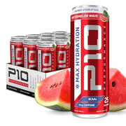 P10 Performance Max Hydration Fitness Recovery Drink, Restore Electrolytes, Recovery Nutrients, Enhance Hydration contains BCAAs, Magnesium, and Potassium; Caffeine Free, Watermelon Wave, 12 Pack of 12 Fl Oz Cans