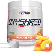 EHP Labs OxyShred Pre Workout Powder & Shredding Supplement - Preworkout Powder with L Glutamine & Acetyl L Carnitine, Energy Boost Drink - Peach Candy Rings, 60 Servings