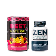 Nutrology Beet Natural O2, Pre Workout Powder, Energy, Endurance & Nitric Oxide Booster with Beet Powder, Passion Fruit Flavor (30 Servings) Zen Natural Magnesium Supplement (30 Servings)