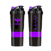 BIRD-I Gym Protein Shaker, 3-in-1, 500ml/16.9oz, BPA-Free, Metal Mixer. (PURPLE)