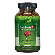 Irwin Naturals Brain Awake Red + Nitric Oxide Boosters Enhanced Performance, Focus & Mental Clarity - Nootropic with L-Citrulline, Ginkgo - 60 Liquid Softgels