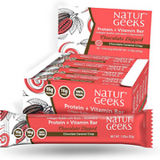 Naturgeeks Chocolate Dipped Caramel Crisp Vegan Protein Bar with 15G Protein, 11