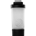 Black/Clear Shaker Bottle w/ Metal mixer & Bottom compartment 