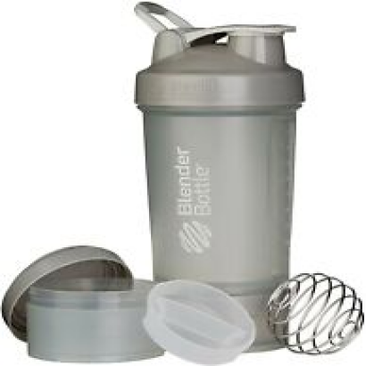 Grey Shaker Bottle w/ Metal mixer & Bottom compartment 