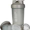 Grey Shaker Bottle w/ Metal mixer & Bottom compartment 