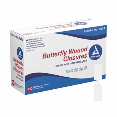 Skin Closure Strip Secure Strip 3/8 X 113/16 Inch Plastic Butterfly Closure White White 100 Count by Dynarex