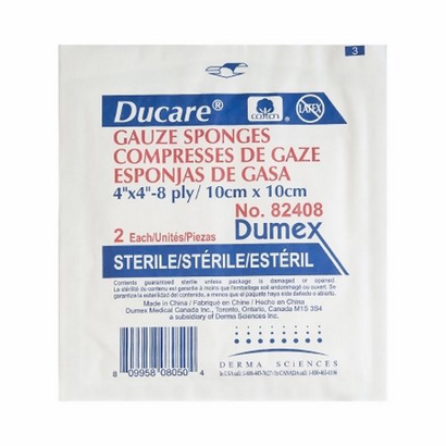Gauze Sponge Ducare Cotton 8Ply 4 X 4 Inch Square Sterile 50 Count by Derma Sciences