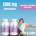 Ashwagandha Black Pepper Root Capsules - Anxiety Relief, Stress, Mood Support x2