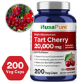 NusaPure Tart Cherry 20,000mg - 200 Veggie Caps Vegan, Non-GMO & Gluten-Free