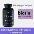 BIOTIN High Potency 5000 Mcg and 10000 Mcg Dietary Supplement 120 Veggie Sgels