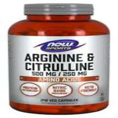L-Arginine & L-Citrulline Amino Acids 240 Caps - Metabolism Muscle  Now Foods