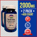 2pk = 400 Capules Milk Thistle/Silymarin Herb 2000mg serve size 2 Caps Made USA