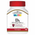 Vitamin D3 125mcg 5000IU 110 Tabs By 21st Century