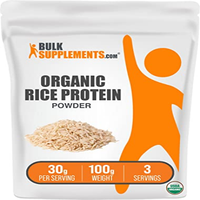 BULKSUPPLEMENTS.COM Organic Rice Protein Powder - Unflavored Protein Powder, Plant Protein Powder - Vegan Protein Powder, Dairy Free & Gluten Free - 30g per Serving, 100g (3.5 oz)