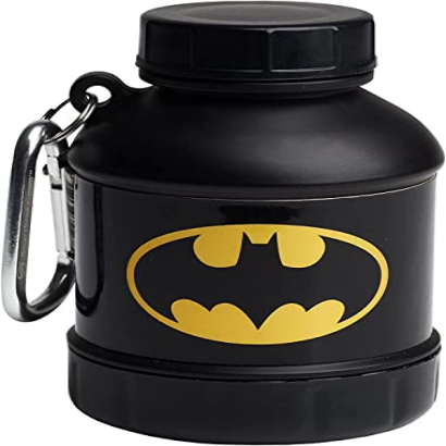 Smartshake Justice League Whey2Go Batman Protein Powder Storage Container 50g – BPA Free Shaker Bottle Funnel for Whey Protein Powder + Protein Shakes 110ml, DC Comics Batman Gifts for Men