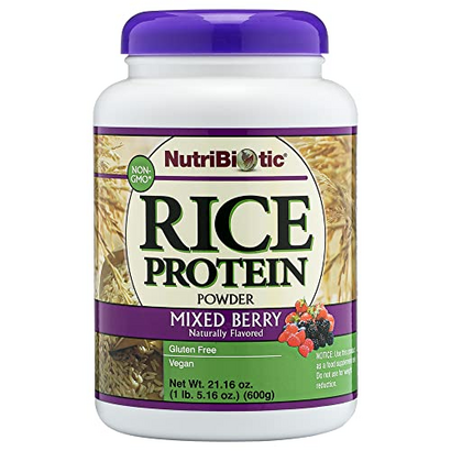 NutriBiotic – Mixed Berry Rice Protein, 1 Lb 5 Oz (600g) | Low Carb, Keto-Friendly, Vegan, Raw Protein Powder | Grown & Processed Without Chemicals, GMOs or Gluten | Easy to Digest & Nutrient-Rich