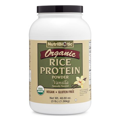 NutriBiotic Certified Organic Rice Protein Vanilla, 3 Lb. | Low Carbohydrate Vegan Protein Powder | Raw, Certified Kosher & Keto Friendly | Made Without Chemicals, GMOs & Gluten | Easy to Digest