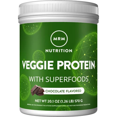 MRM Nutrition Veggie Protein with Superfoods | Chocolate Flavored | 22g Complete Protein | Over 8.8g Essential Amino acids | 13 superfoods | with Omega 3s and Omega6s | Keto Friendly | 30 Servings