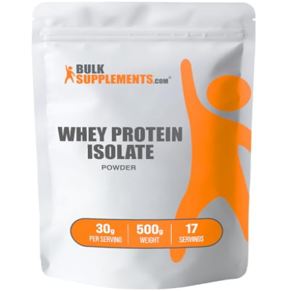 BULKSUPPLEMENTS.COM Whey Protein Isolate Powder - Unflavored Protein Powder, Whey Isolate Protein Powder - Whey Protein Powder, Gluten Free, 30g per Serving, 500g (1.1 lbs) (Pack of 1)
