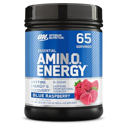 Optimum Nutrition Amino Energy - Pre Workout with Green Tea, BCAA, Amino Acids, Keto Friendly, Green Coffee Extract, Energy Powder - Blue Raspberry, 65 Servings (Packaging May Vary)