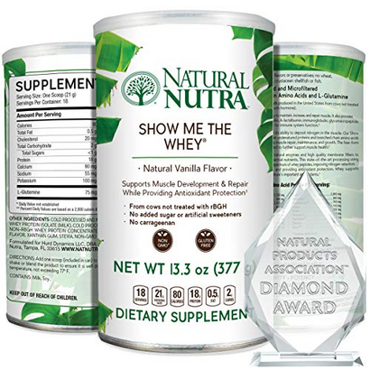 Natural Nutra Grass Fed Vanilla Show Me The Whey Protein Source Powder Enhance Digestion, Support Bones and Boost Immunity, Gluten Free, Sugar-Free, Non-GMO, (13.3oz).