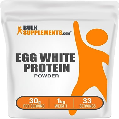 BulkSupplements.com Egg White Protein Powder - Egg White Powder, Lactose Free & Dairy Free Protein Powder - Unflavored & Gluten Free, 30g per Serving, 1kg (2.2 lbs) (Pack of 1)