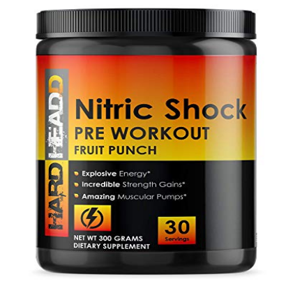 Nitric Shock Pre Workout Diet Supplement – Explosive Energy, Mental Focus Support, Amazing Muscular Pumps - Nitric Oxide Booster Pre-Workout Energy Powder - 30 Servings, Fruit Punch Flavor