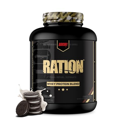 REDCON1 Ration Whey Protein, Cookies N' Cream - Keto Friendly + Gluten Free Whey Protein Powder - Contains Whey Protein Hydrolysate + Whey Concentrate (65 Servings)