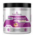 PurpleWorks Pre-Workout for Men and Women, Made in USA, Vitamin D for Muscle & Immune Health, Creatine & Beta-Alanine for Strength, Caffeine & B Vitamins for Energy & Focus, Pink Lemonade