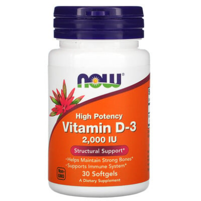 NOW Foods, Vitamin D-3, 2,000 IU, 30 Softgels