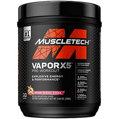 Pre Workout Powder | MuscleTech Vapor X5 for Men & Women, Energy Drink Mix Sports Nutrition Pre-Workout Miami Spring Break (30 Servings)-Package Varies