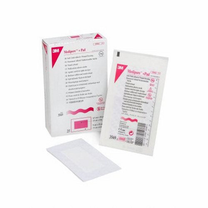 Adhesive Dressing 3M Medipore 3-1/2 X 6 Inch Soft Cloth Rectangle White Sterile White 1 Each by 3M