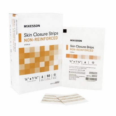 Skin Closure Strip McKesson 1/4 X 1-1/2 Inch Nonwoven Material Flexible Strip Tan Case of 200 by McKesson